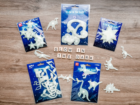 Fluorescencyjne naklejki Apli Kids - Serduszka 9 sztuk