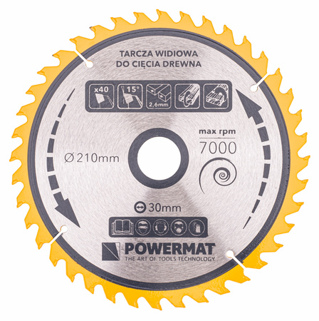 Tarcza widiowa do drewna 210x30 40z TDD-210x30x40Z