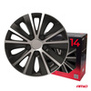 Kołpaki samochodowe 4szt. komplet Rapide czarno srebrne 14" cali COLOR BOX