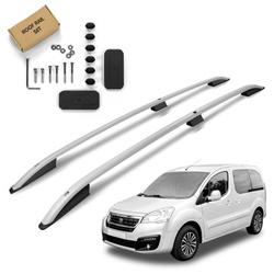 Relingi dachowe Peugeot Partner II B9 | X L1 2008-2018 Srebrny SHORT