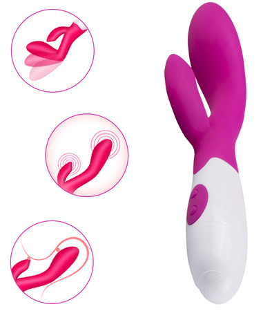 WIBRATOR DAMSKI DOPOCHWOWY ANALNY Z WYPUSTKĄ MASAŻER EROTYCZNY ŁECHTACZKI 10 POZIOMÓW WIBRACJI DILDO KRÓLICZEK