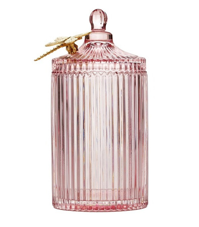 ORGANIZER NA BIŻUTERIĘ KOSMETYKI DROBIAZGI 10.5 x 20 CM SZKLANY POJEMNIK Z POKRYWKĄ I OZDOBNĄ WAŻKĄ