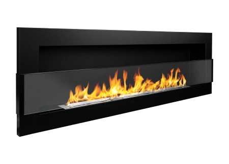 BIOKOMINEK 1200X400 czarny Strukturalny z  szybą