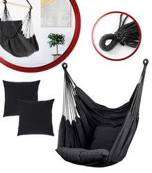 FOTEL WISZĄCY KRZESŁO BRAZYLIJSKIE HAMAK HUŚTAWKA Z PODUSZKAMI