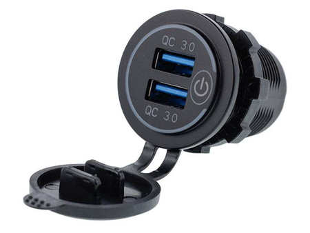 Ładowarka do zabudowy 2x USB QC3.0 z włącznikiem dotykowym i podświetleniem