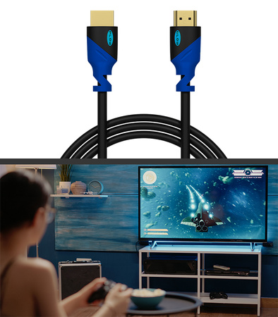 KABEL HDMI 5M 3D PRZEWÓD PRZYŁĄCZE PROSTE DŁUGIE DO TELEWIZORA LAPTOPA PROJEKTORA V 2.0 4K POZŁACANY WTYK