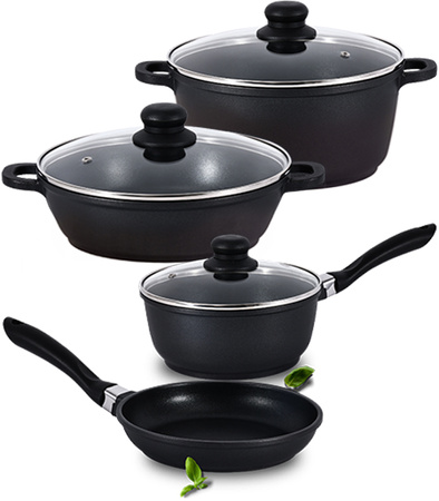 ZESTAW GARNKÓW ALUMINIOWYCH POWŁOKA NON-STICK 7 ELEMENTÓW INDUKCJA GAZ PIEKARNIK