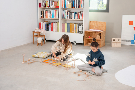 Drewniane klocki konstrukcyjne Mini Trigonos L - 130 el.