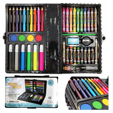 ZESTAW ARTYSTYCZNY KREDKI FARBKI DO MALOWANIA 48 SZT W WALIZCE DLA DZIECI