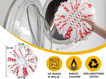 WKŁAD DO MOPA OBROTOWEGO UNIWERSALNY ZAMIENNIK NAKŁADKA Z MIKROFIBRY