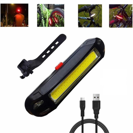 LAMPKA ROWEROWA LED TYŁ PRZÓD 100 LM 6 TRYBÓW ŁADOWANIE USB