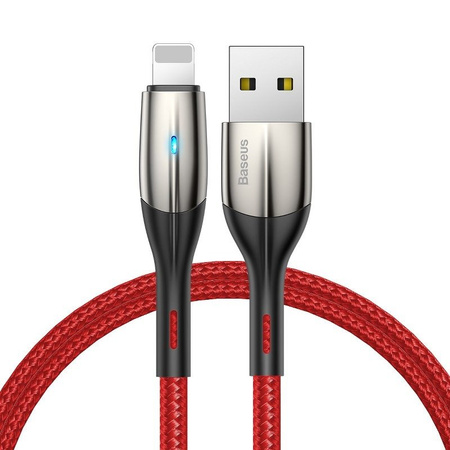 Kabel USB na Lightning z diodą LED Baseus Horizontal 2.4A 1m czerwony