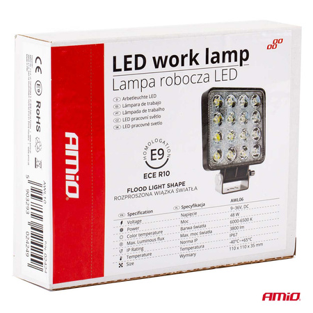 Lampa robocza halogen LED szperacz AWL10 16LED 12V 24V AMIO-02424