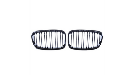 Grill sportowy podwójne żeberka Gloss Black  BMW 1 (F20, F21) Hatchback przed liftem 2011-2015