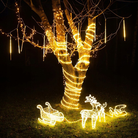 LAMPKI ZEWNĘTRZNE 288 LED METEORY 50CM SPADAJĄCY ŚNIEG SOPLE DESZCZ