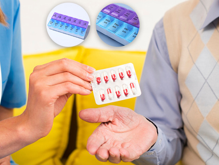 POJEMNIK KASETKA NA LEKI PLASTIKOWY ORGANIZER TYGODNIOWY 7 DNI TYGODNIA 2 PORY DNIA RANO WIECZÓR