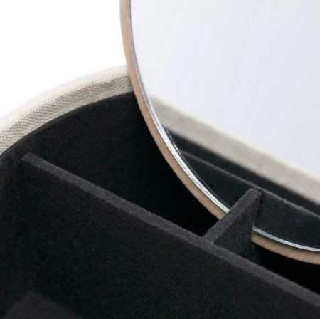 ORGANIZER NA BIŻUTERIĘ ZEGARKI DROBIAZGI PUDEŁKO SZKATUŁKA OBICIE WELUR  Z LUSTREM POKRYWKA