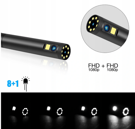 Kamera inspekcyjna do endoskop 5M 9LED 2xFHD WIFI