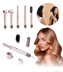 SUSZARKA DO WŁOSÓW 5w1 RÓŻOWA WIELOFUNKCYJNA 3 PRĘDKOŚCI NAWIEWU 3 POZIOMY TEMPERATURY ZIMNY NAWIEW JONIZACJA DO SUSZENIA LOKÓW WYGŁADZANIA