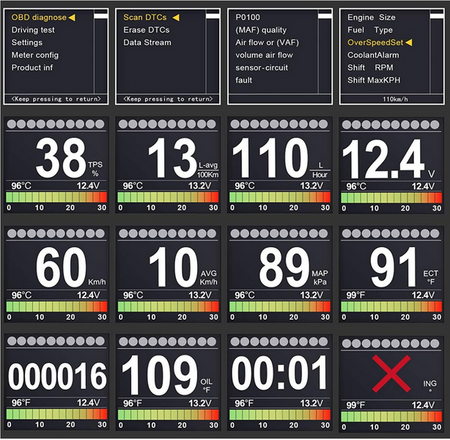 Prędkościomierz wyświetlacz Autool x60 OBD2 Check Engine
