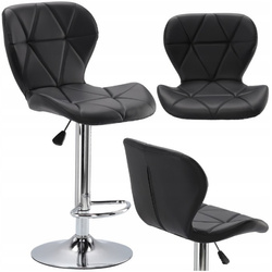 HOKER KRZESŁO BAROWE OBROTOWE PIKOWANE REGULOWANE EKOSKÓRA CZARNE KUCHNIA