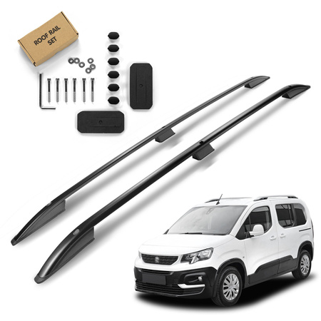 Relingi dachowe Peugeot Rifter I K9 L1 | M 2018- Czarny SHORT