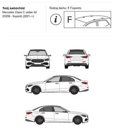 Bagażnik dachowy CRUZ S-FIX Mercedes C W206 sedan