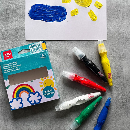 Farby w tubie z pędzelkiem Apli Kids - Kolory podstawowe 6 szt.