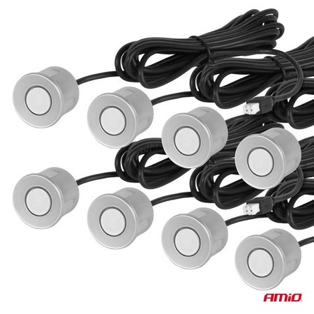 Zestaw czujników parkowania cofania LED 8 sensorów srebrne AMIO-01598