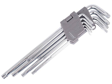 Klucze trzpieniowe otworowe 230mm do śrub TORX, T10 - T50, 9 szt.