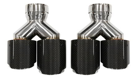 Końcówka Tłumika 101mmx2 wejście 76mm Carbon Gloss Zestaw