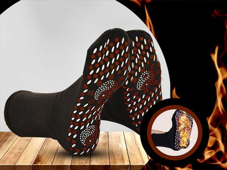 SKARPETY GRZEJĄCE CZARNE Z WYPUSTKAMI POBUDZAJĄCE KRĄŻENIE MASAŻ STÓP