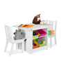 ZESTAW MEBLI DLA DZIECI STOLIK + 2 KRZESŁA POJEMNIKI NA ZABAWKI