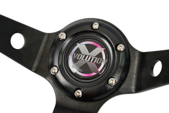 Kierownica Evolution X - zamsz żółty pasek