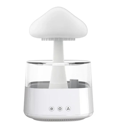 NAWILŻACZ POWIETRZA GRZYBEK DESZCZOWY ULTRADŹWIĘKOWY DYFUZOR LAMPKA NOCNA CHMURKA KROPLE DESZCZU LED 7 KOLORÓW DO AROMATERAPII USPOKAJAJĄCA