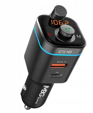 Transmiter FM Bluetooth 5.0 ładowarka QC 4.0 PD20W