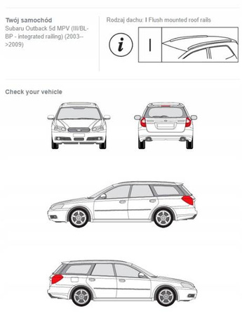 Bagażnik dachowy belki Subaru Outback MPV III DARK