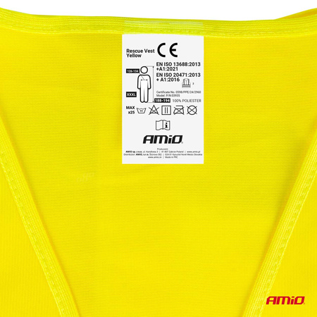 Kamizelka ostrzegawcza odblaskowa żółta XXXL z certyfikatem AMIO-03935