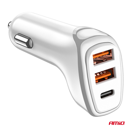 Ładowarka samochodowa 2x USB-A + USB-C 38W AMIO-03886