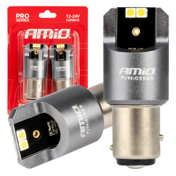 Żarówki LED CANBUS seria PRO BAY15D P21/5W 4x3030 SMD White 12V 24V AMIO-03585
