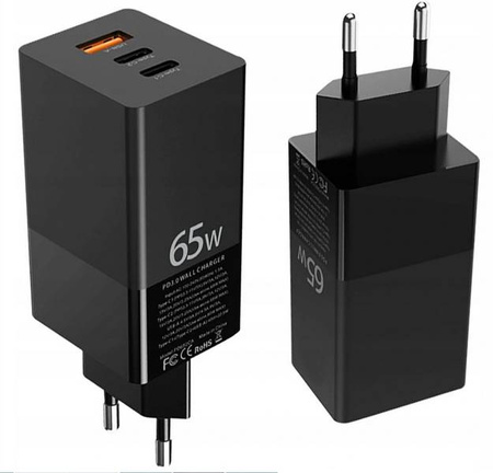 Szybka ładowarka zasilacz 3xUSB 65W QC3.0+ PD3 PPS