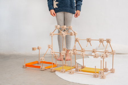 Drewniane klocki konstrukcyjne Mini Trigonos L - 130 el.