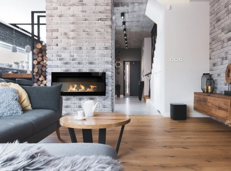 Biokominek wiszący z szybą 900x400 czarny połysk
