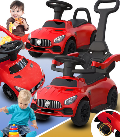 JEŹDZIK PCHACZ POJAZD CZERWONY PODNÓŻEK PEDAŁ GAZU DŹWIĘKI UCHWYT NA BATERIE DO ZABAWY JAZDY DLA DZIECI