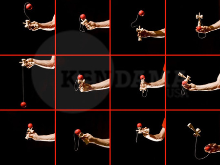 KENDAMA JAPOŃSKA GRA ZRĘCZNOŚCIOWA DREWNIANA DWUKOLOROWA ZŁAP KULKĘ