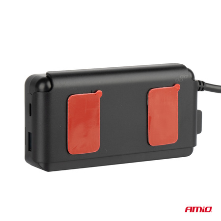 Rozdzielacz rozgałęźnik trójnik zapalniczki + woltomierz ładowarka USB USB-C 12V 24V AMIO-03781