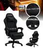 FOTEL GAMINGOWY CZARNY ZAMSZOWY Z PODNÓŻKIEM BIUROWY WYSOKI REGULOWANY ERGONOMYCZNY NOWOCZESNY OBROTOWY METALOWA RAMA DLA GRACZA DZIECI MŁODZIEŻY