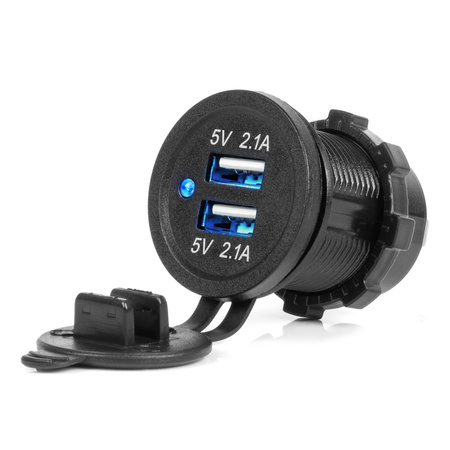 Ładowarka samochodowa z gniazdami USB wodoodporna 4.2A 2xUSB 12V 24V AMIO-04217