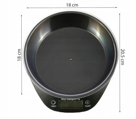 ELEKTORNICZNA WAGA KUCHENNA Z MISKĄ WYŚWIETLACZ LCD 5KG