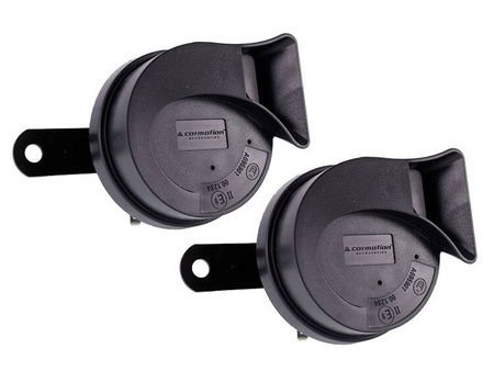 Klakson 12V, 118 dB, dwutonowy, ślimakowy, średnica 80 mm, boczny, homologacja E9, 2 szt.